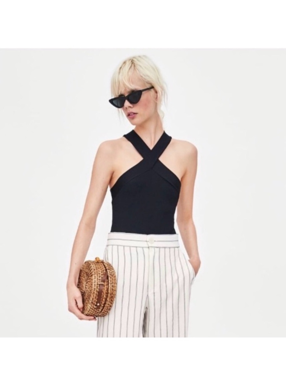 Zara Black halter  Ribbed Knit Top Dress